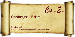 Csaknyai Edit névjegykártya